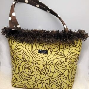 BAGALITOS by Janice,Vibrant Yellow and Brown Tote with Floral Design